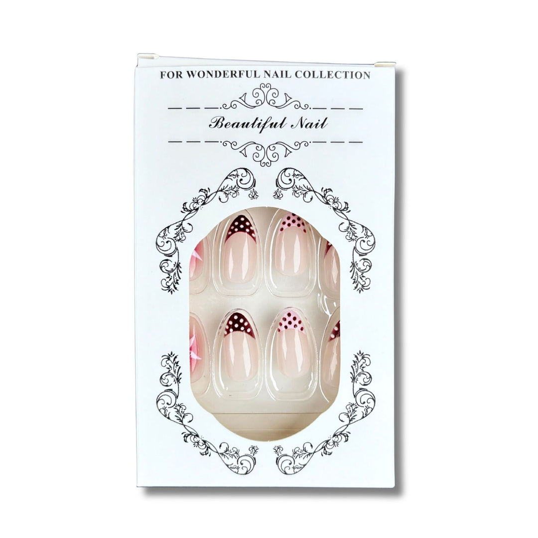 Elegant Press-On Nail Set with Artistic Design