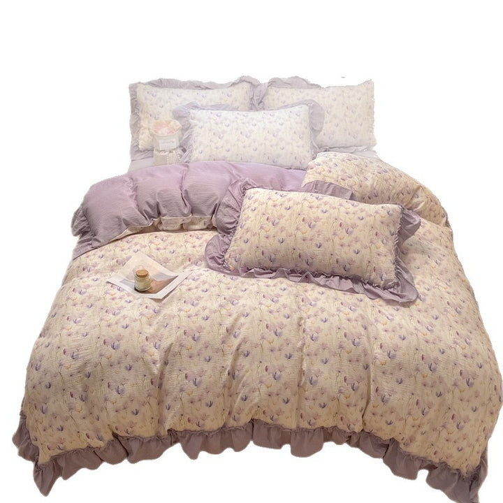 Decorative Ruffled Floral Cushion Set