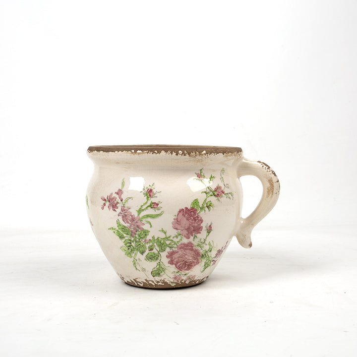 Decorative ceramic pot with floral pattern Stornfield