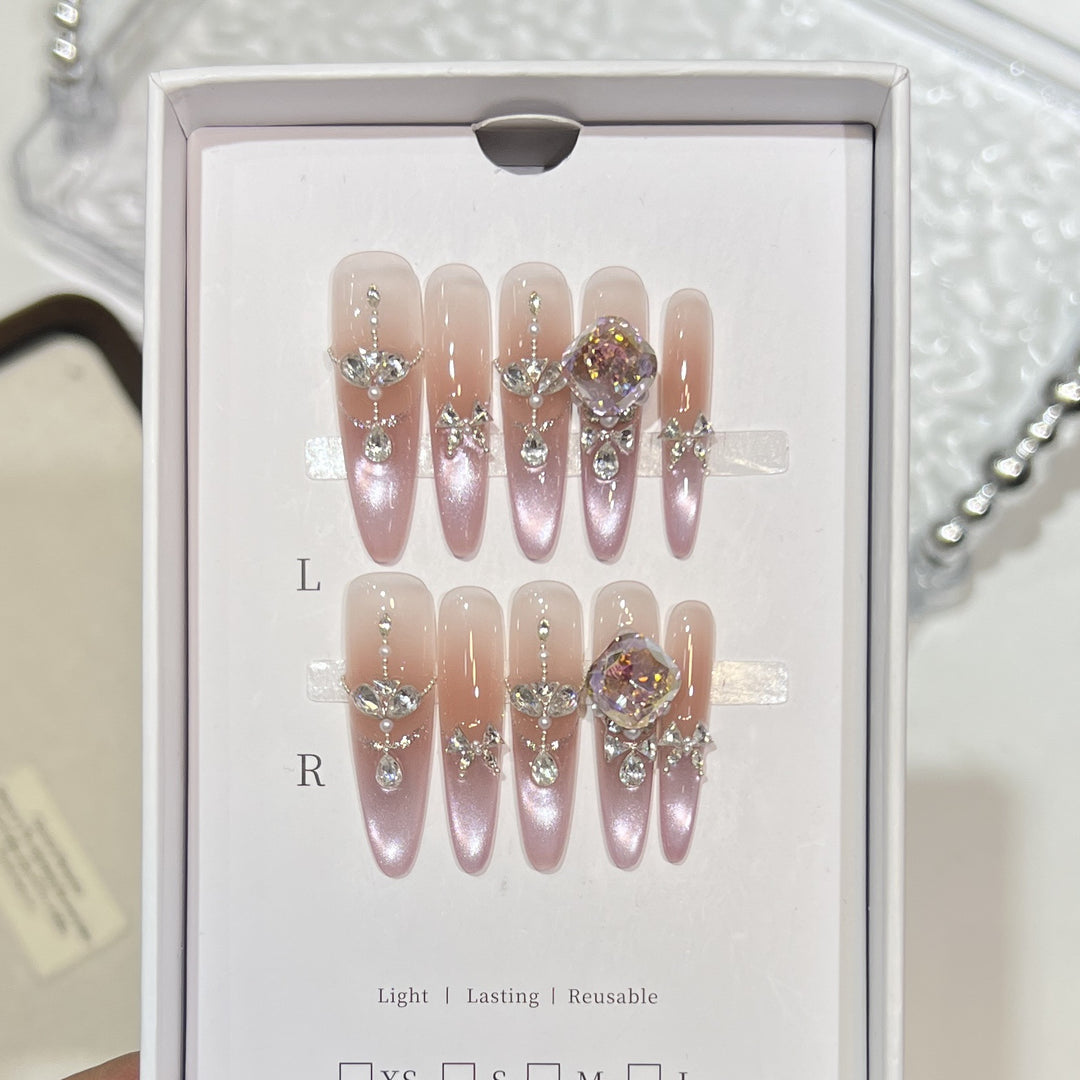 Luxurious Crystal-Embellished Press-On Nails
