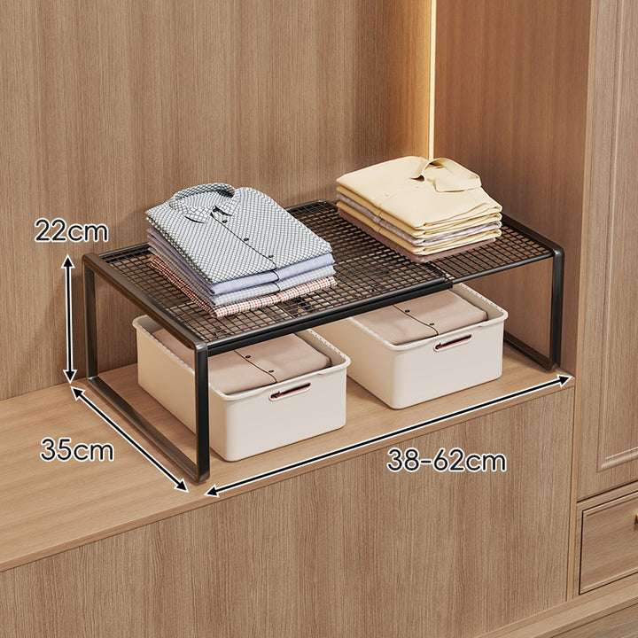 Adjustable Mesh Shelf Riser for Closet Countertop and Cabinet