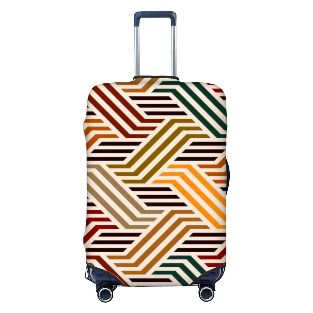 Unisex nan elastic luggage cover with geometric design, stretchable polyester-spandex fabric, zipper opening and non-slip inner securement for trolley Stornfield