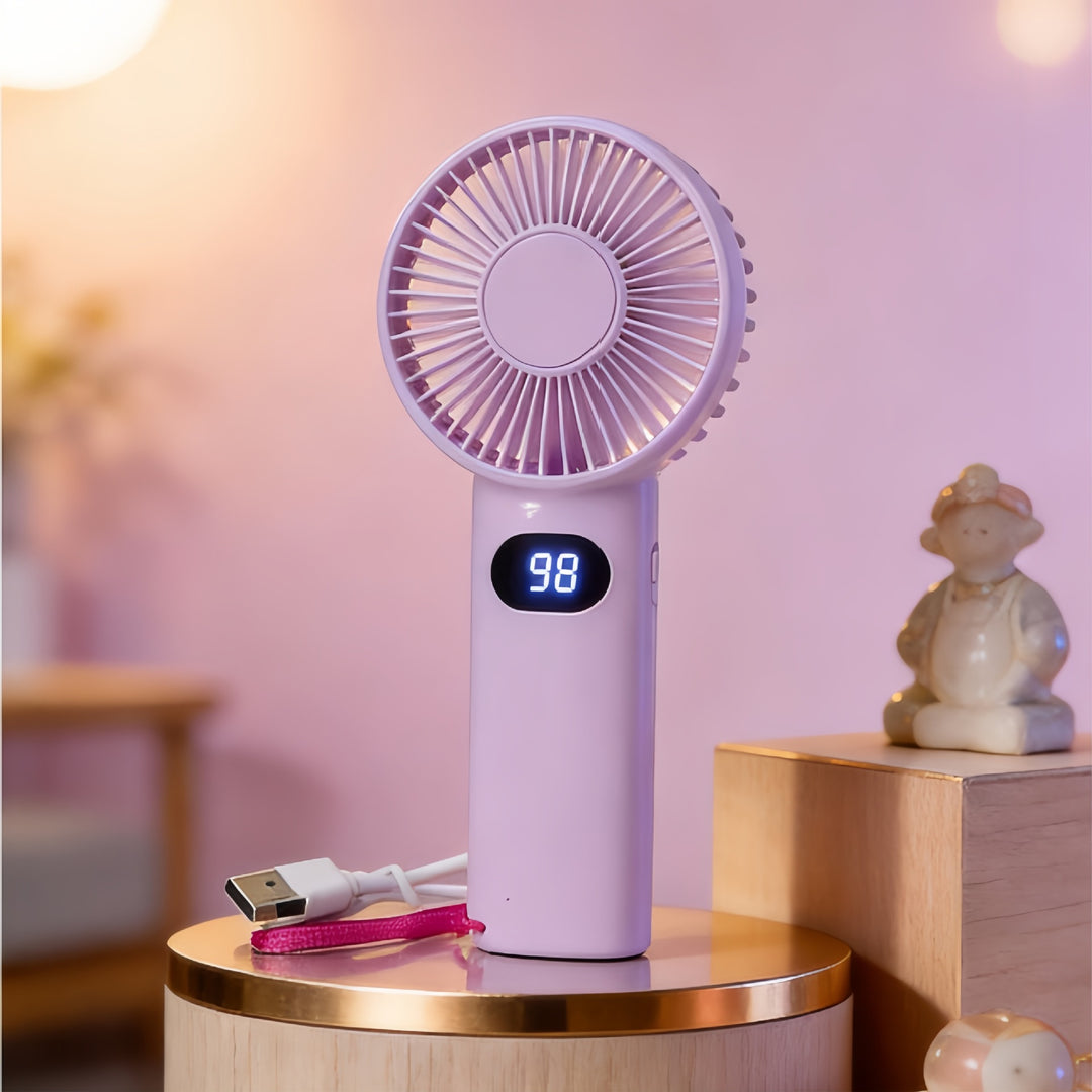 Women's Portable Mini Handheld Fan with LCD Display Stornfield