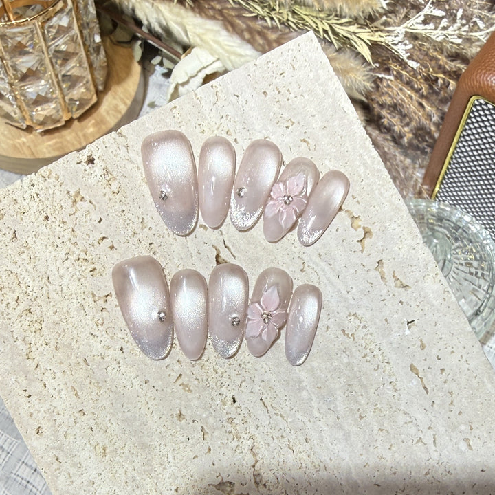 Elegant Floral Acrylic Press-On Nail Set