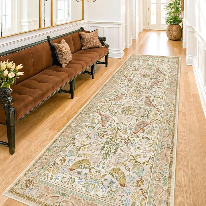 Ornate Floral Design Kitchen Runner Mat