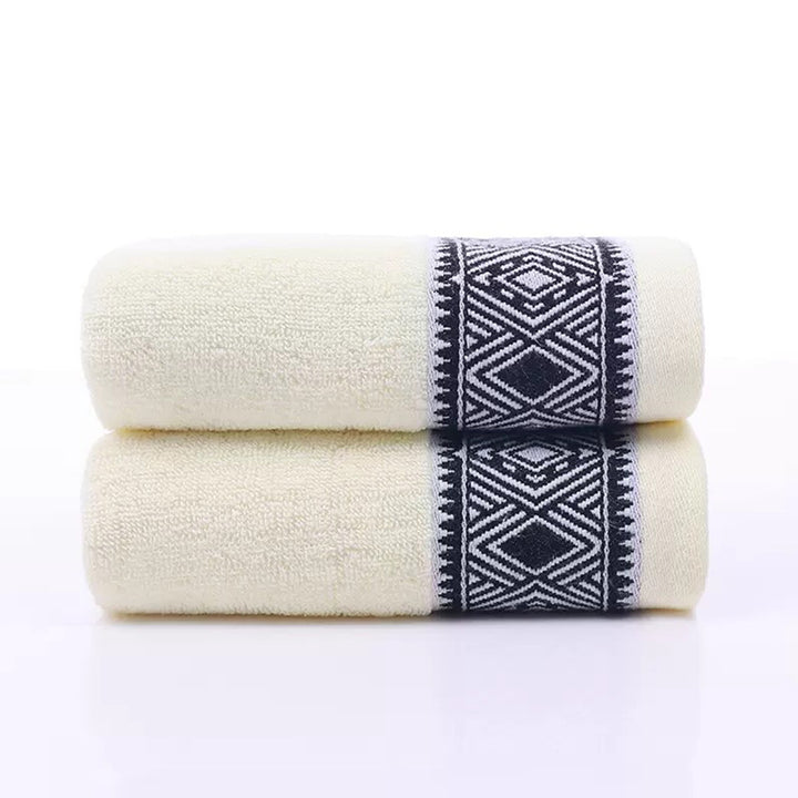Terry Bath Towel Set With Elegant Geometric Border Stornfield