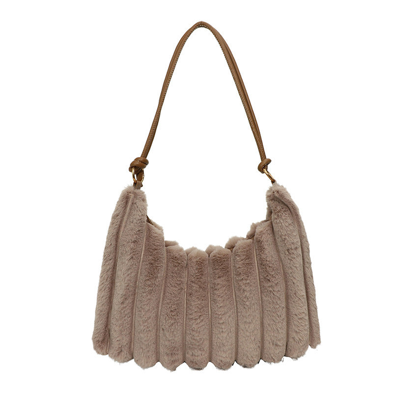Plush Leopard Print Shoulder Bag