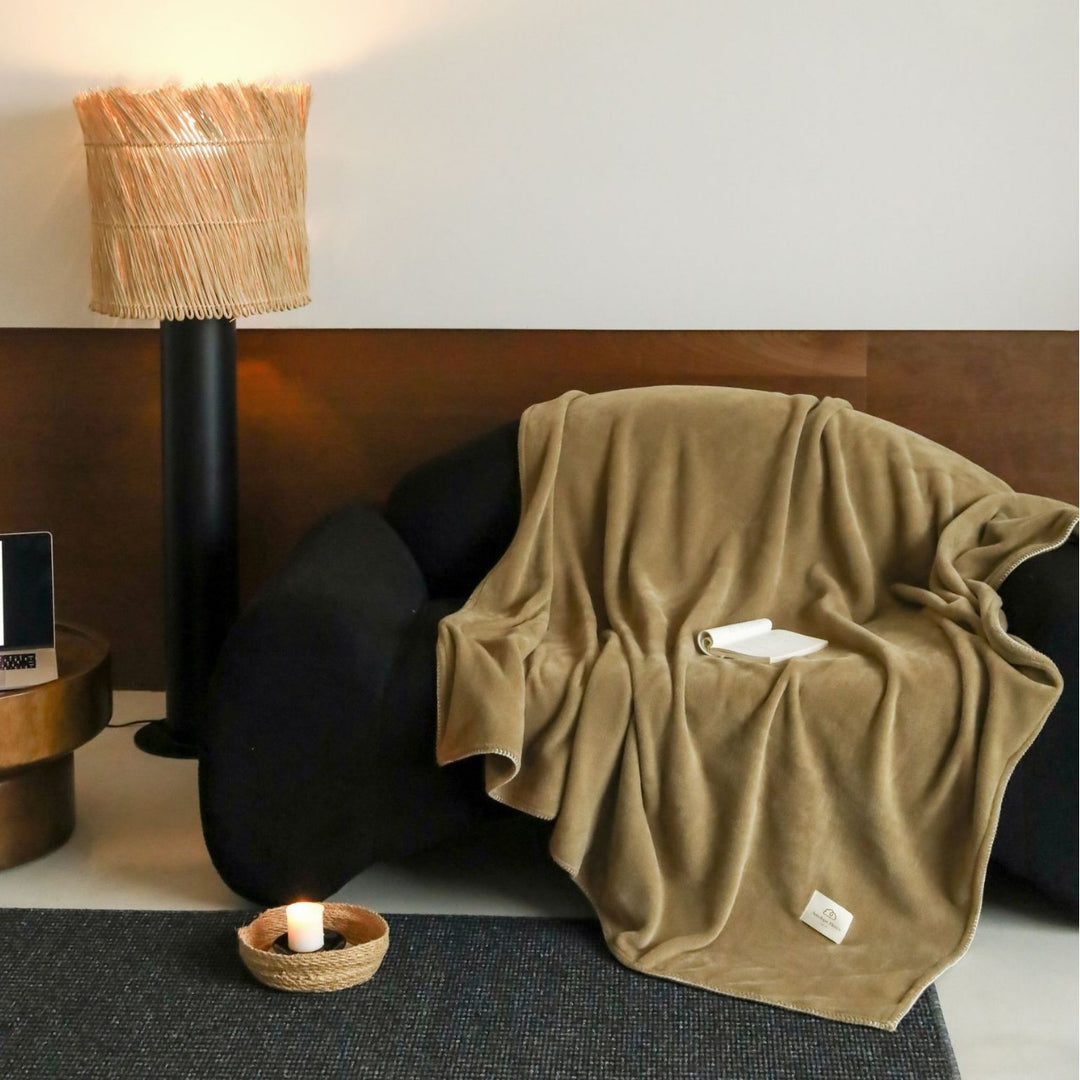 Plush Microfiber Velvet Throw Blanket with Satin Stitched Edge