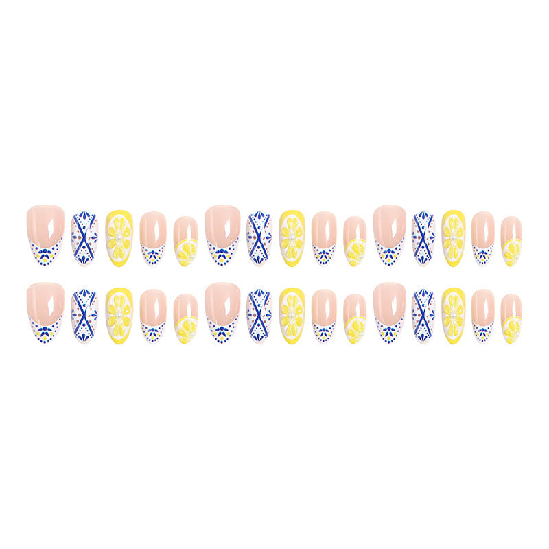 Creative Nail Art Set with Lemon and Flower Designs Stornfield