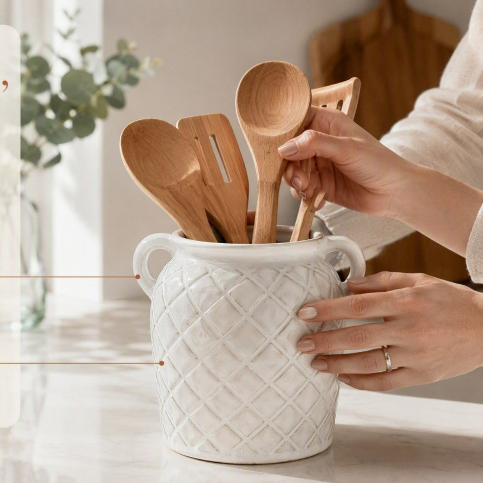Elegant ceramic container with patterns Stornfield