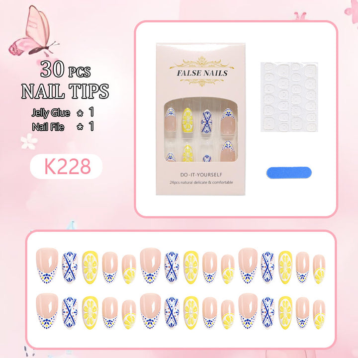 Creative Nail Art Set with Lemon and Flower Designs Stornfield