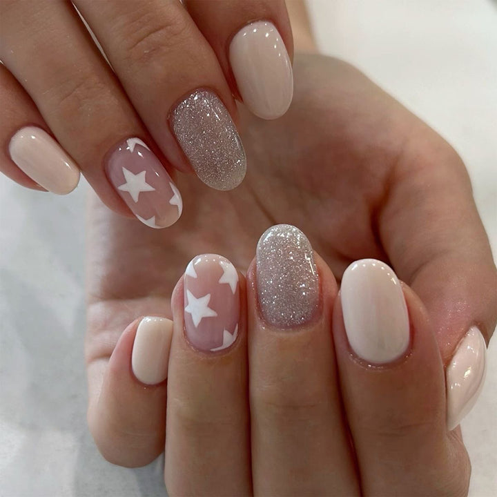 Acrylic nails with star and glitter pattern Stornfield