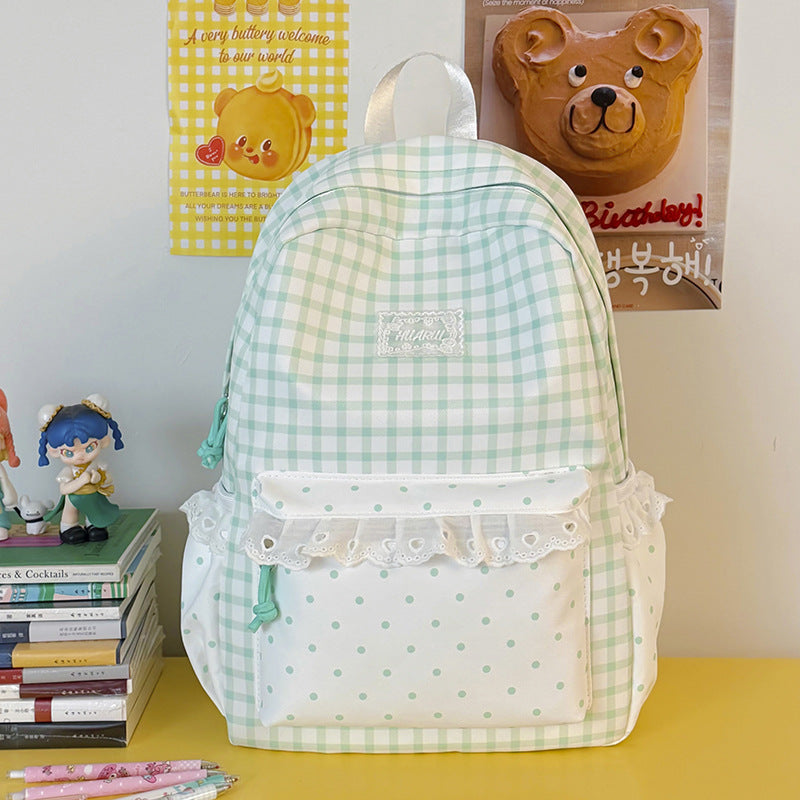 Stylish Gingham Print Casual Backpack Stornfield