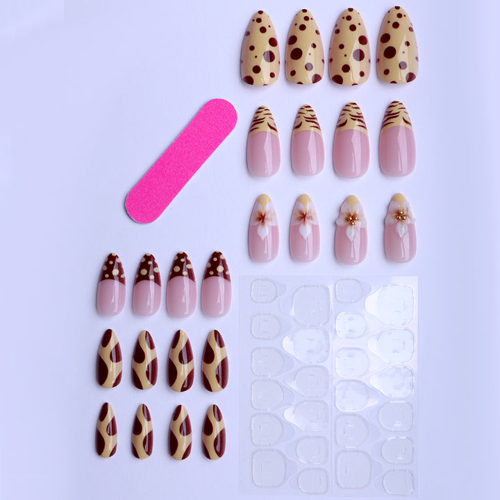 Artificial nails with creative floral design and unique watercolor patterns Stornfield