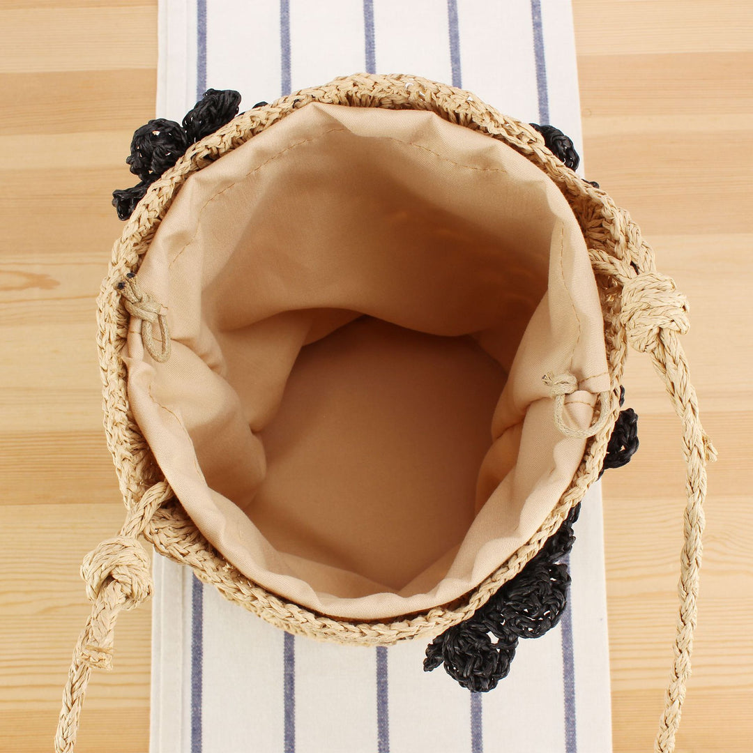 Handbag Made From Hand-Knotted Natural Material with Floral Appliqué Stornfield