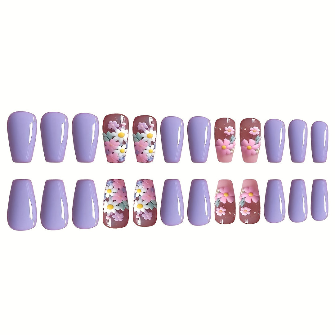 Flower-Decorated Press-On Nail Art Stornfield