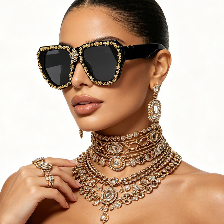 Women's fashionable sunglasses with opulent crystal frame Stornfield