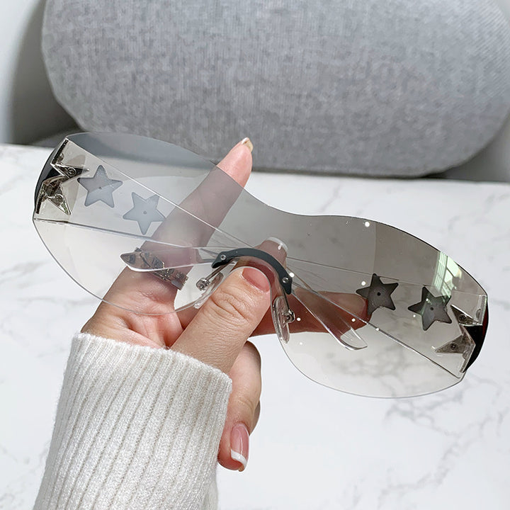 Women's stylish sports sunglasses with half-frame and striking star accents Stornfield