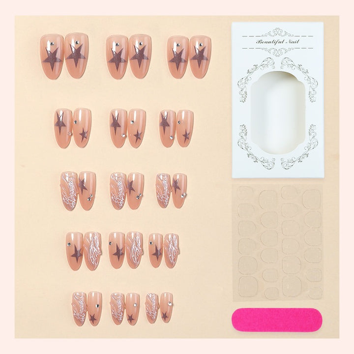 Acrylic nail set with elegant star and glitter details Stornfield