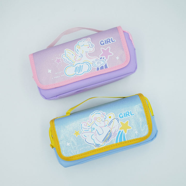 Glittery Unicorn-Themed Dual-Zipper Pencil Case