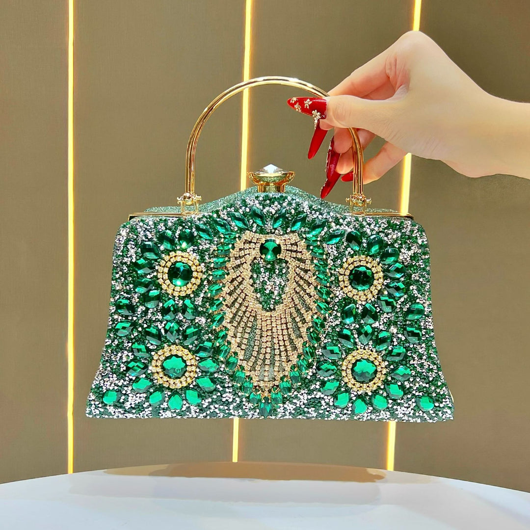 Decorative Crystal-Studded Evening Handbag