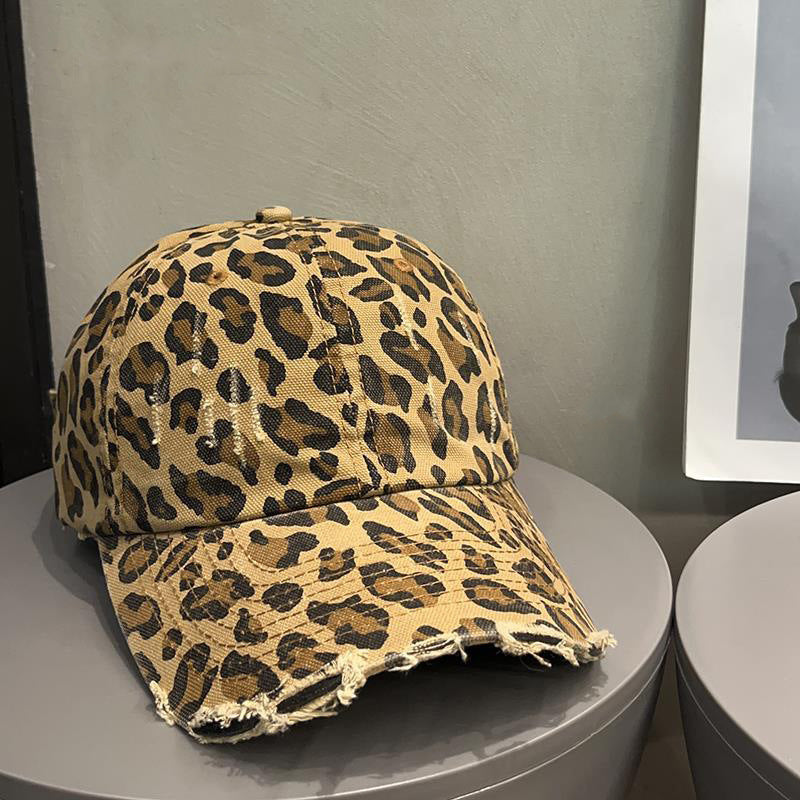 Distressed Leopard Print Baseball Cap