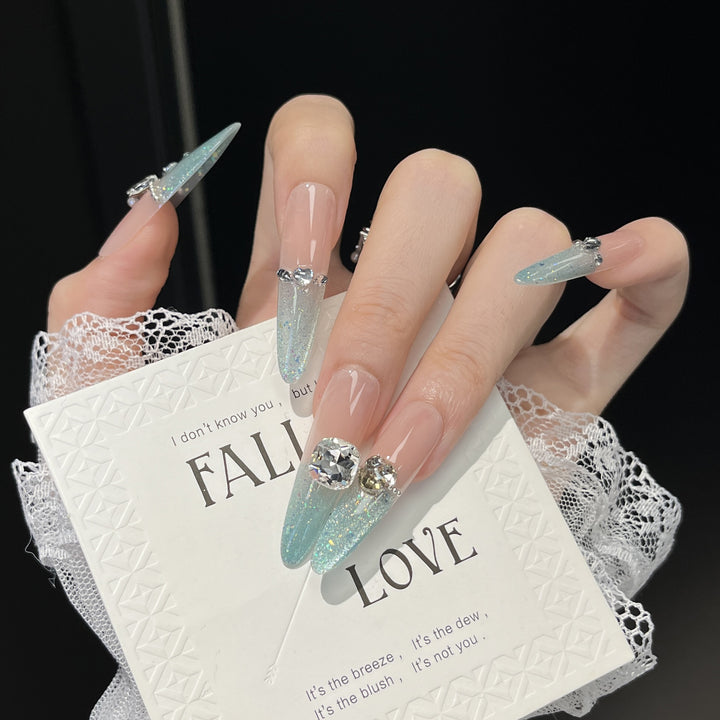Decorative Press-On Nails with Gem Accents Stornfield