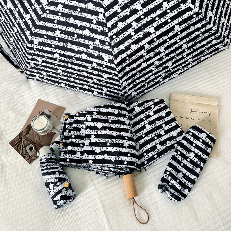 Women Foldable Umbrella with Stylish Stripe Pattern Stornfield