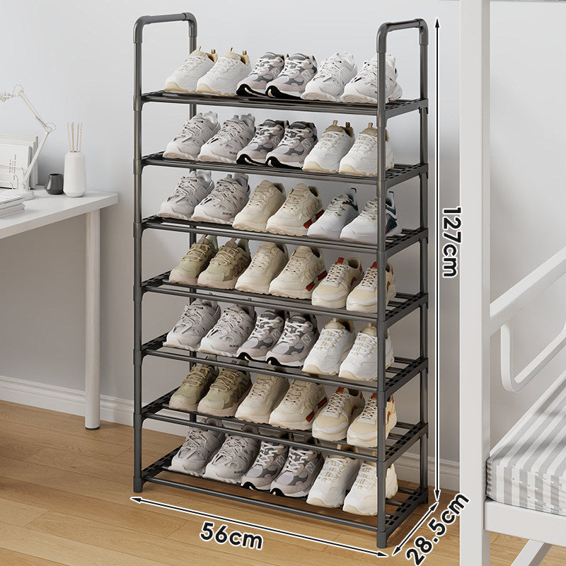 Tall Multi-Tier Metal Shoe Storage Rack with Adjustable Slatted Shelves