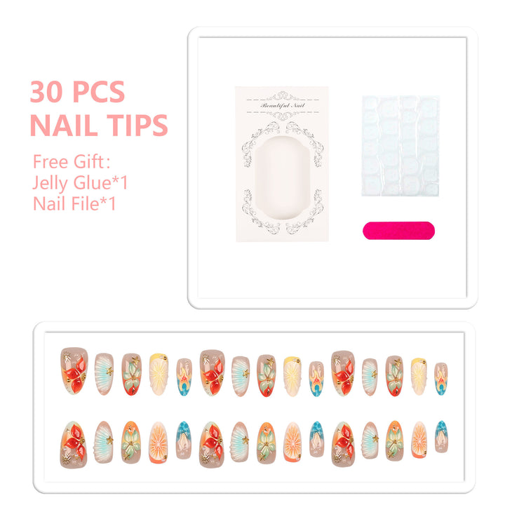 Artistic Summer-Themed Nail Tips