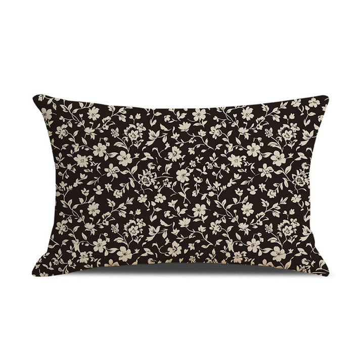 Rectangular Linen-Blend Floral Throw Pillow Cover