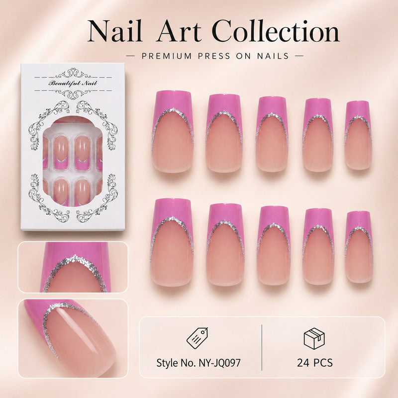 Premium Artificial Nail Set with Elegant Decoration Stornfield