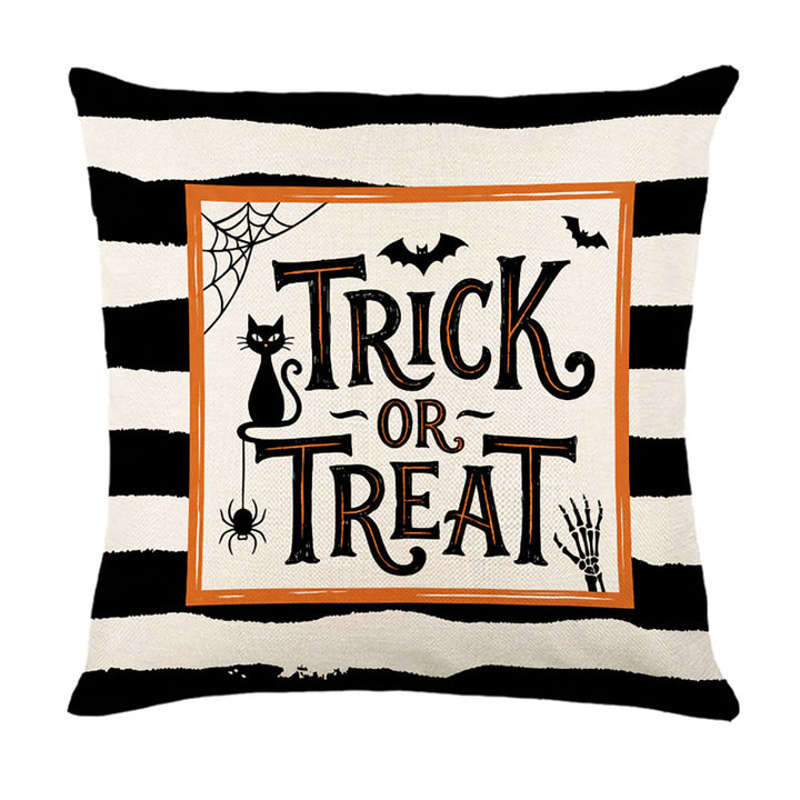Halloween Ghost Cotton-Linen Square Throw Pillow Covers Set with Hidden Zipper