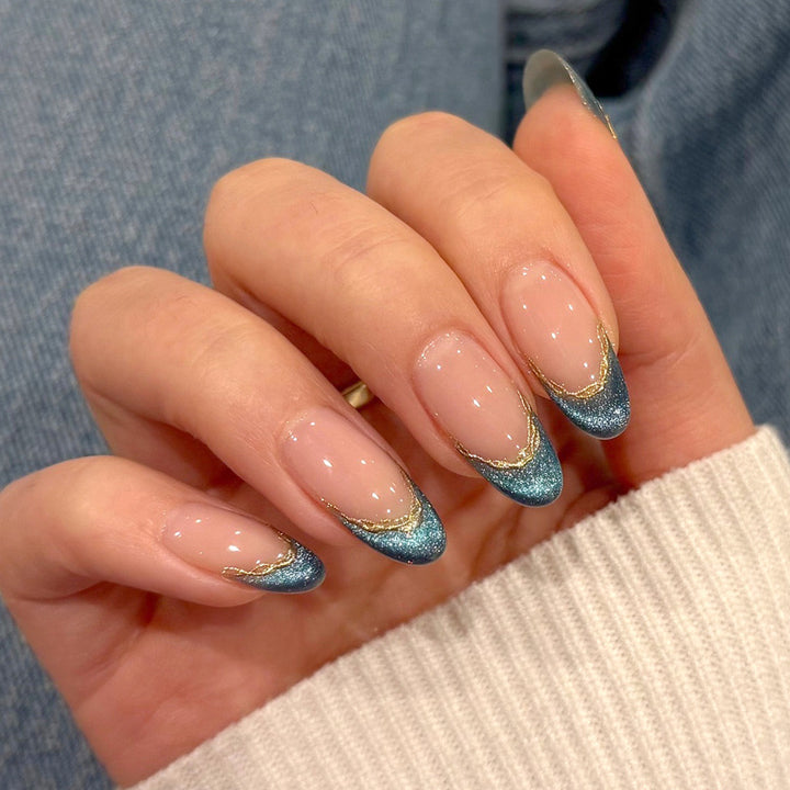 Artistic Glittery French Tip Press-On Nails Stornfield