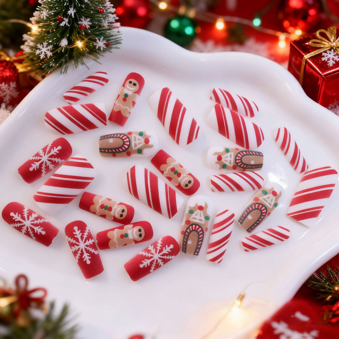 Festive Holiday-Themed Acrylic Nail Art Enhancements Stornfield