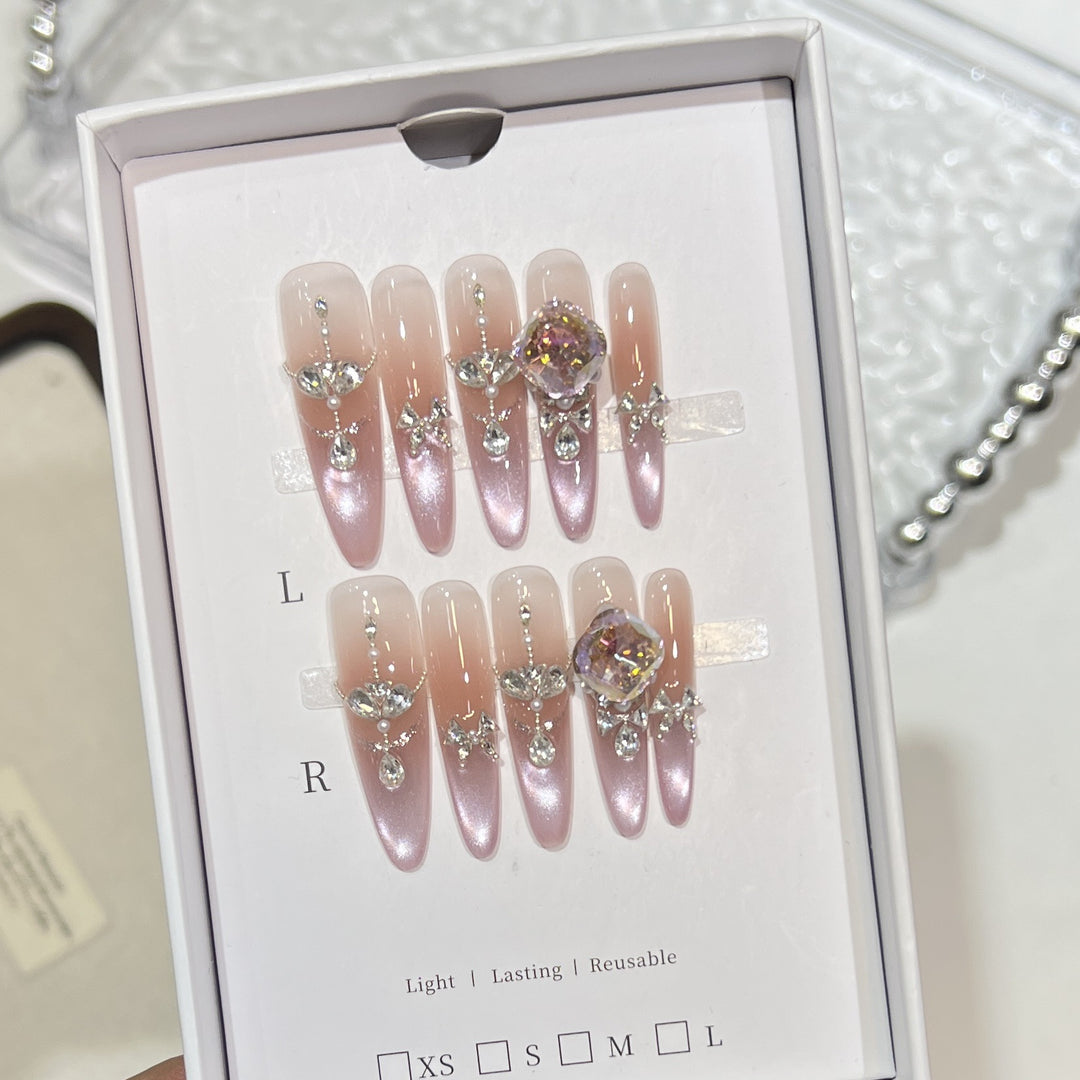 Luxurious Crystal-Embellished Press-On Nails