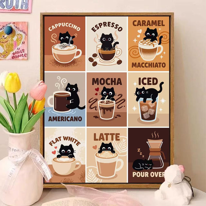 Playful Cat-Themed Illustrated Wall Art Stornfield
