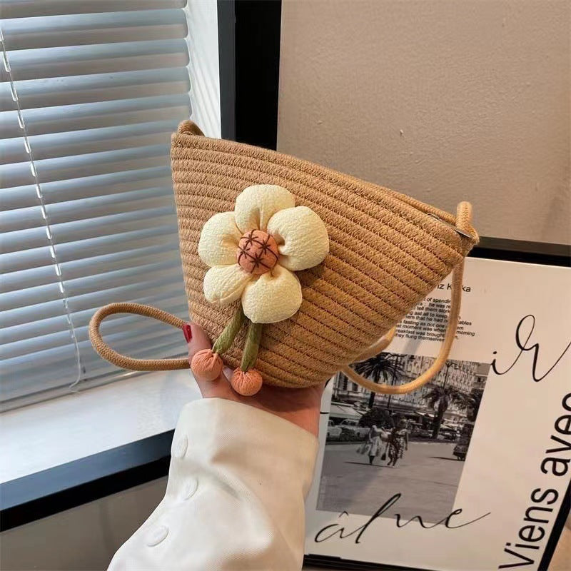 Handcrafted shoulder bag with flower applique Stornfield