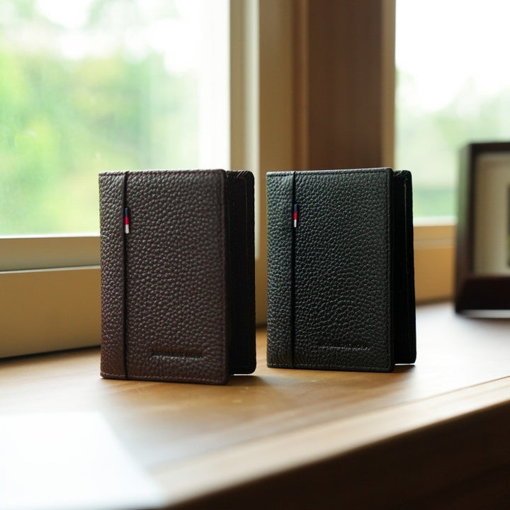 Compact Textured Leather Card Holder