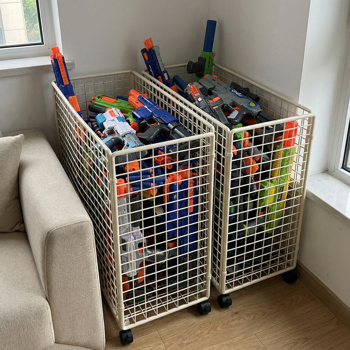 Narrow Mobile Wire Sports Gear Storage Cart for Balls and Yoga Mats with Casters
