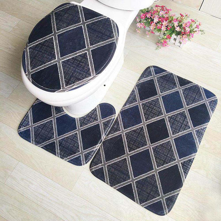 Stylish Geometric Pattern Bathroom Mat Set
