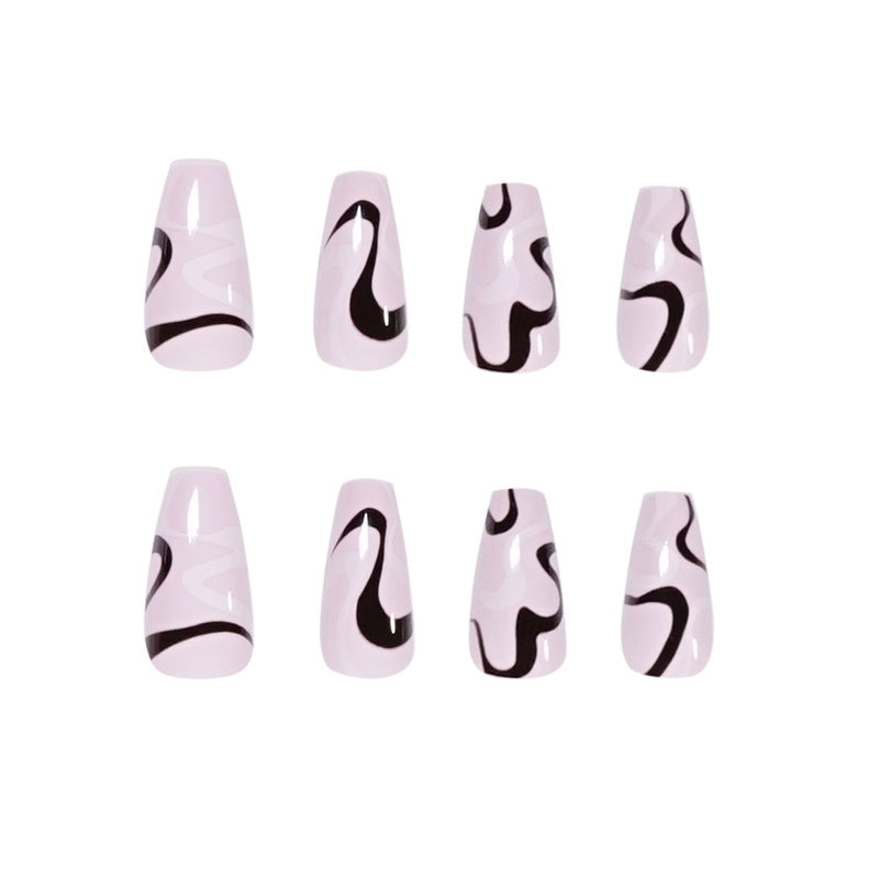 Artful nail extensions with elegant curved patterns Stornfield
