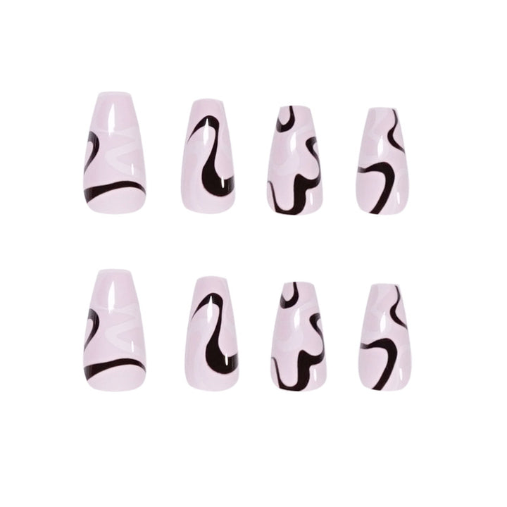 Artful nail extensions with elegant curved patterns Stornfield