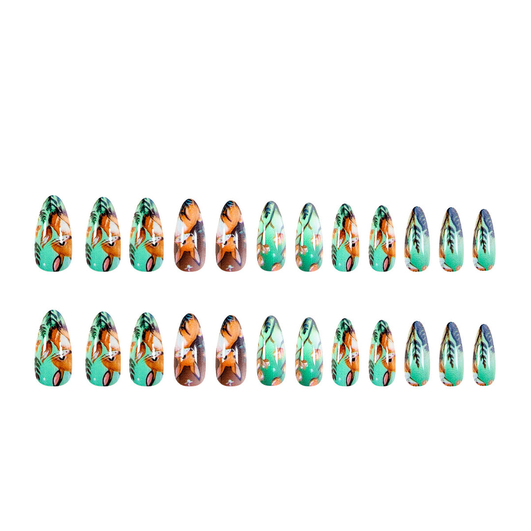 Artistic nail art in woodland animal motif Stornfield