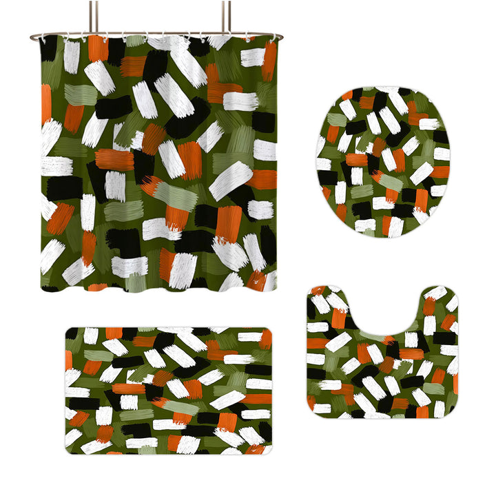 Bold Brushstroke Pattern Four-Piece Bathroom Set Stornfield