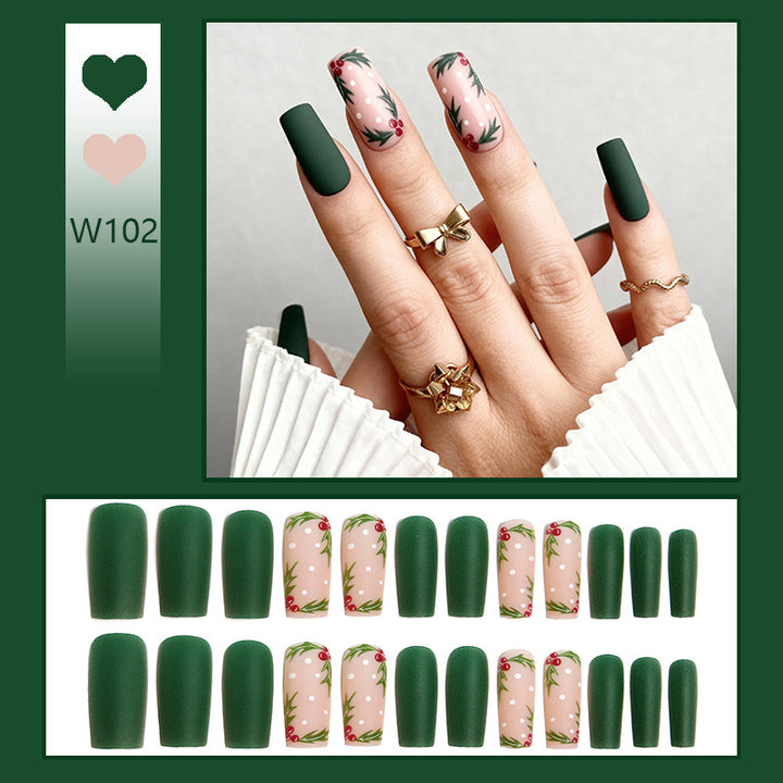 Acrylic nail set with festive Christmas design and elegant 3D embellishments Stornfield