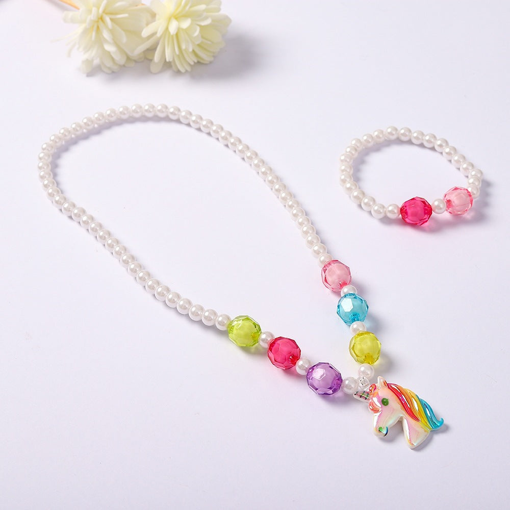 Playful jewelry set with unicorn pendant Stornfield