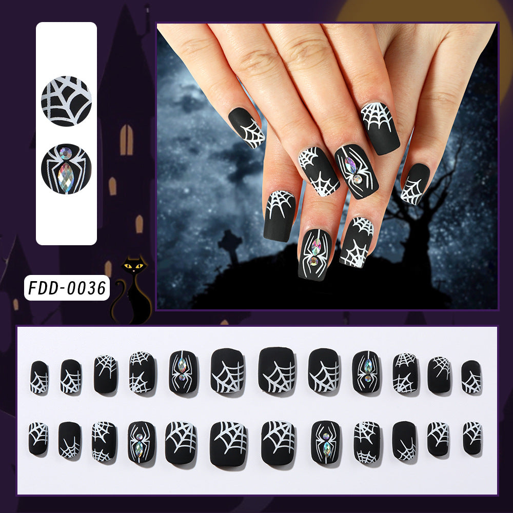 Halloween-Themed Spider Web Press-On Nails