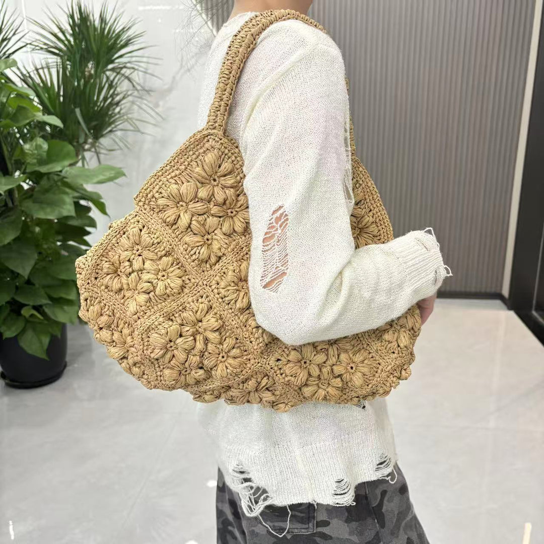 Macrame Handbag with Floral 3D Applications Stornfield