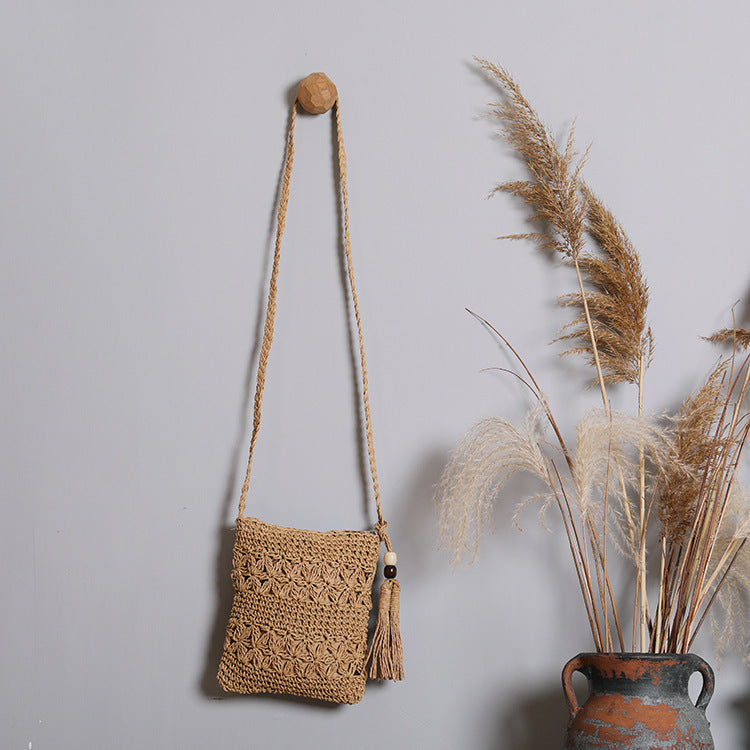 Handmade macrame shoulder bag with tassel detail Stornfield